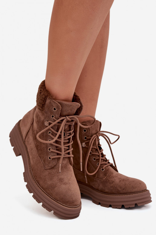 aquecimento sapato Botas femininas com atacadores cor marrom Lyrinne aquecimento sapato Botas femininas com atacadores cor marrom Lyrinne
