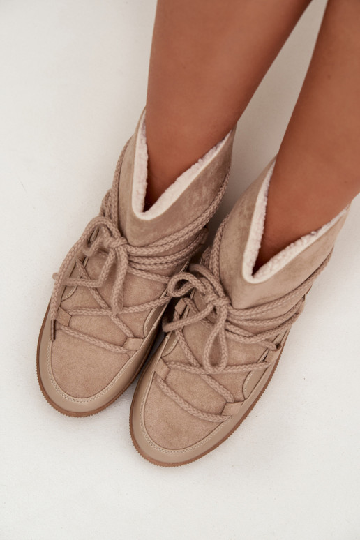 Botas de neve Feminino com detalhes elegantes bege Rebekah