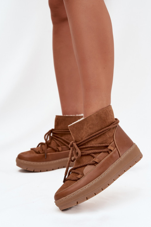 Botas de neve Feminino com detalhes elegantes cor marrom Rebekah