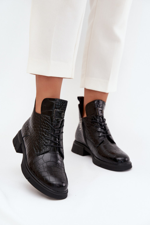 Pele Botas Com decorações Tłoczeniem aquecimento Vinceza 66815 cor preta