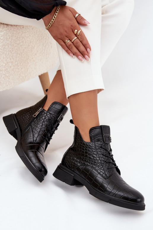 Pele Botas Com decorações Tłoczeniem aquecimento Vinceza 66815 cor preta