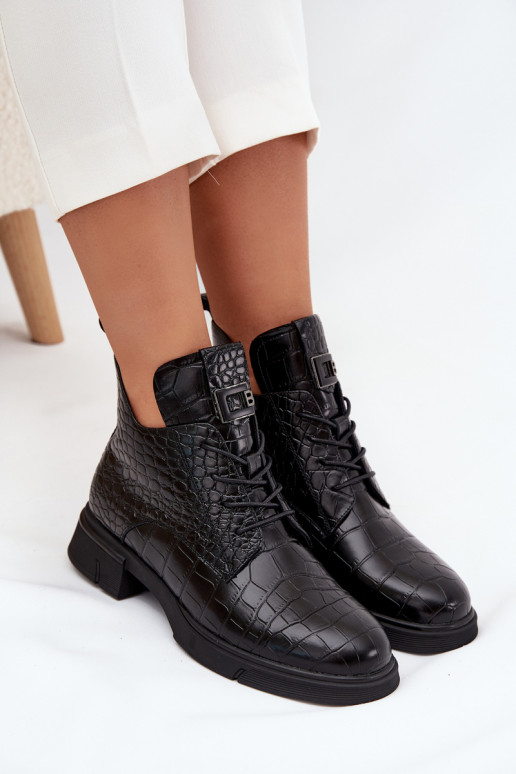 Pele Botas Com decorações Tłoczeniem aquecimento Vinceza 66815 cor preta