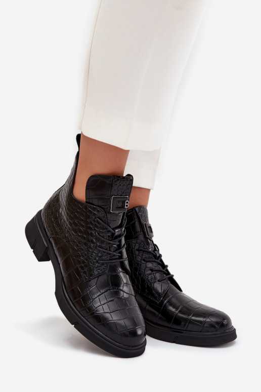 Pele Botas Com decorações Tłoczeniem aquecimento Vinceza 66815 cor preta