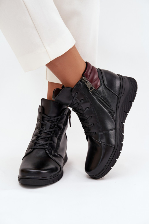 Pele Botas femininas Em uma cunha aquecimento Vinceza 39963 cor preta Pele Botas femininas Em uma cunha aquecimento Vinceza 39963 cor preta