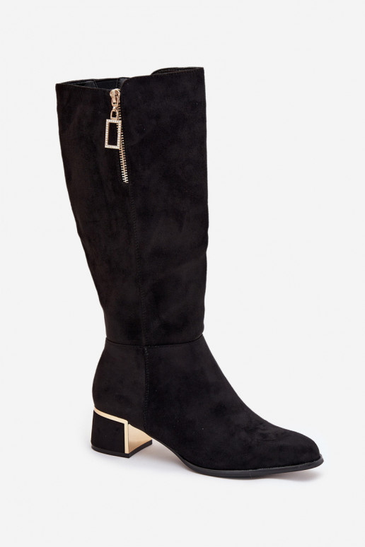 botas femininas com saltode camurça ecológicau cor preta Lyvienne botas femininas com saltode camurça ecológicau cor preta Lyvienne