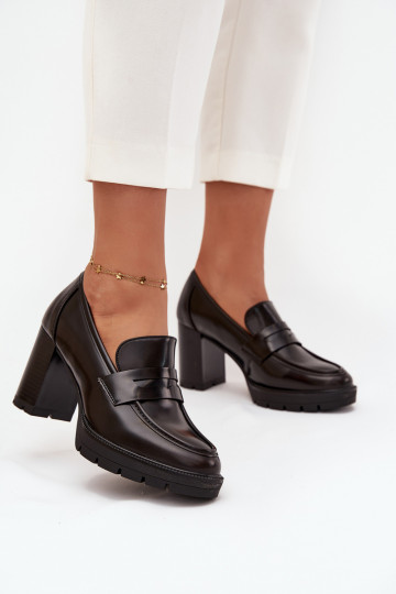 sapato Feminino com salto de couro ecológico CzekoladoParae Ilyssia