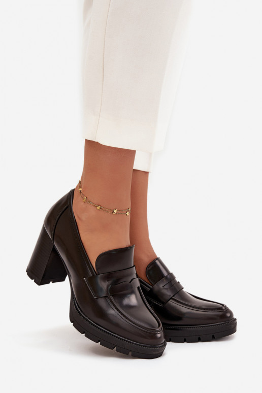 sapato Feminino com salto de couro ecológico CzekoladoParae Ilyssia sapato Feminino com salto de couro ecológico CzekoladoParae Ilyssia