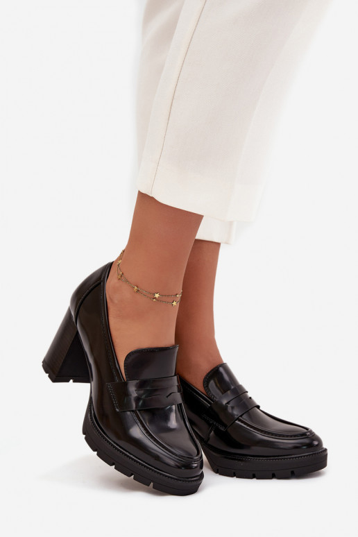 sapato Feminino com salto de couro ecológico cor preta Ilyssia sapato Feminino com salto de couro ecológico cor preta Ilyssia