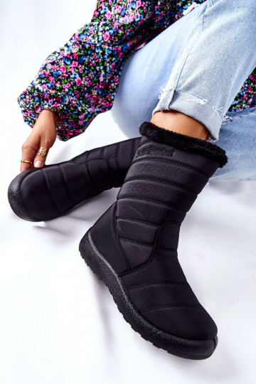Alto Feminino aquecimento Botas de neve cor preta Luxina