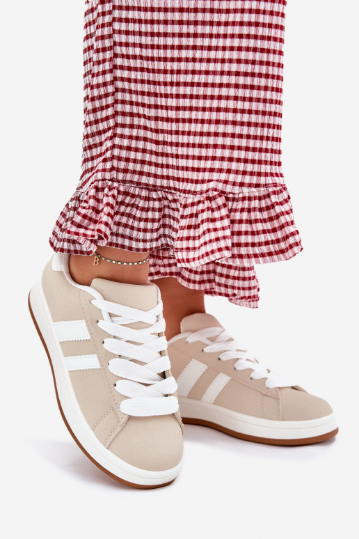 tênis À modalo de tênis Feminino de couro ecológico bege Ravina tênis À modalo de tênis Feminino de couro ecológico bege Ravina