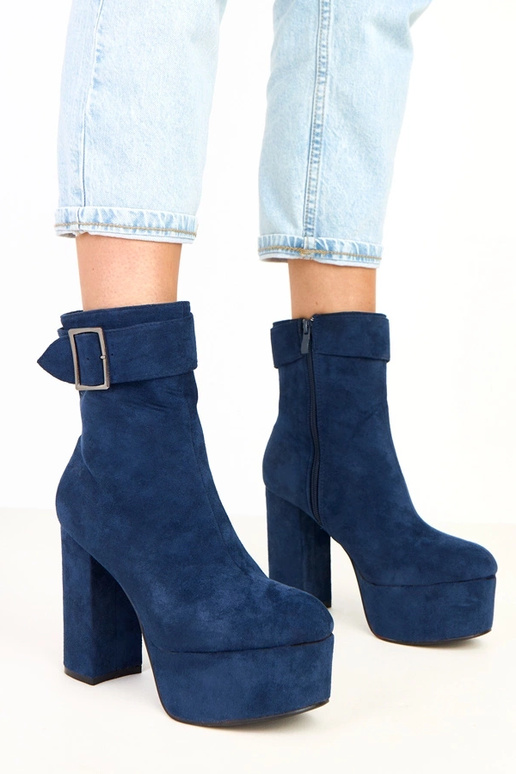 Botins azul-marinho com plataforma e...