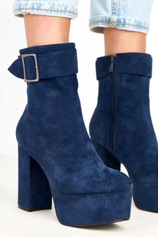 Botins azul-marinho com plataforma e...