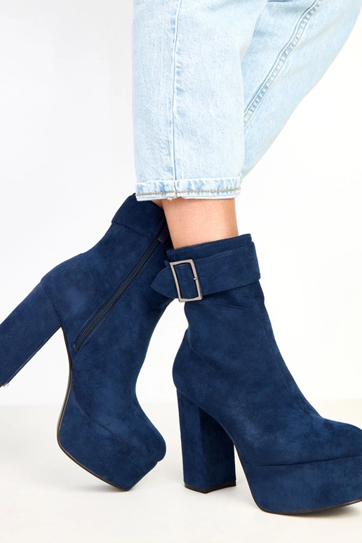 Botins azul-marinho com plataforma e...