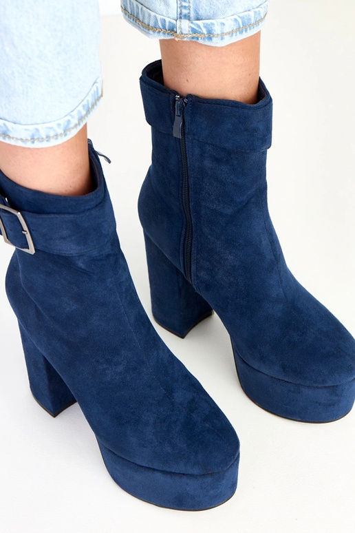 Botins azul-marinho com plataforma e...