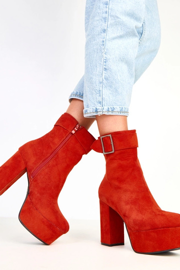 Botins laranja com plataforma e fivela decorativa Costa 2