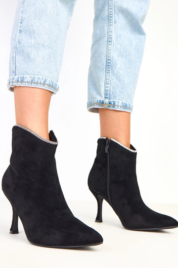 Silvia botins femininos pretos com zircônias