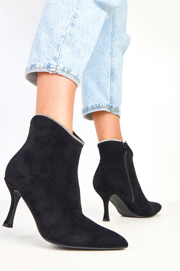 Silvia botins femininos pretos com zircônias 2