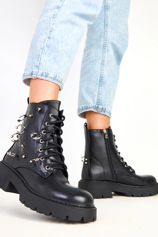 Ebony botins pretos com plataforma e...