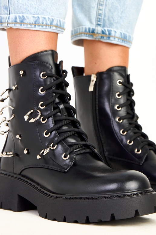 Ebony botins pretos com plataforma e...