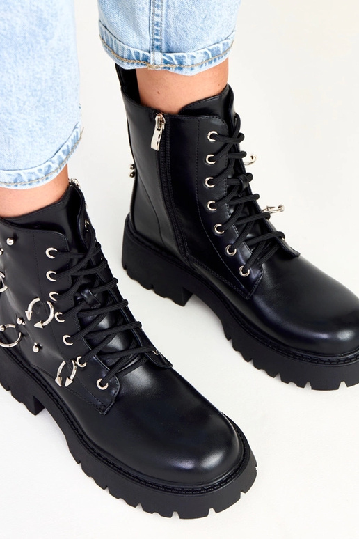 Ebony botins pretos com plataforma e...