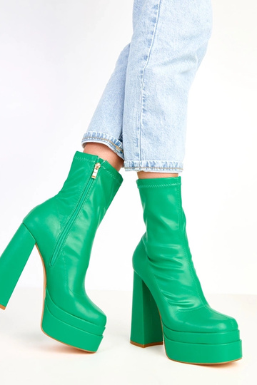 Yasmin botins verdes com coluna robusta e plataforma 2