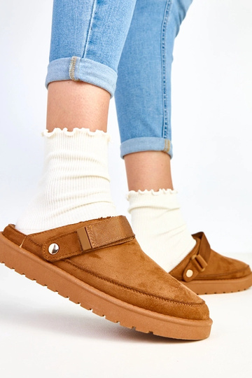 Miluska pantufas marrons com velcro 2