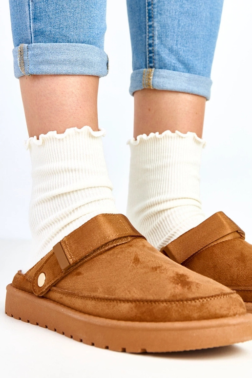 Miluska pantufas marrons com velcro