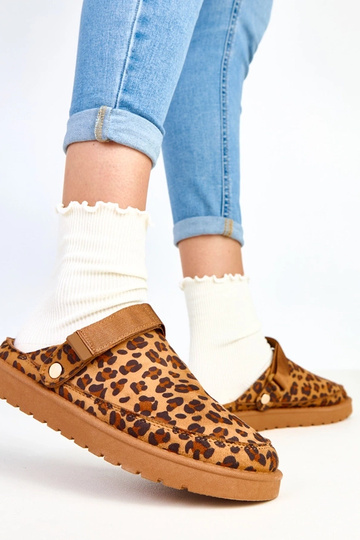 Miluska pantufas com estampa de leopardo com velcro 2