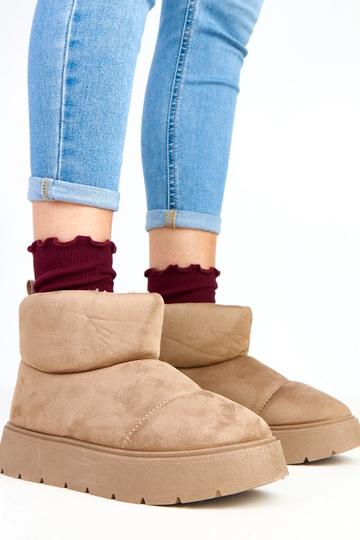 Ribeiro botas de neve quentes na cor areia com plataforma