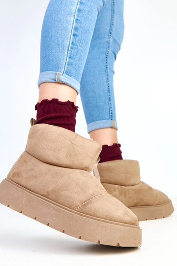 Ribeiro botas de neve quentes na cor areia com plataforma 2