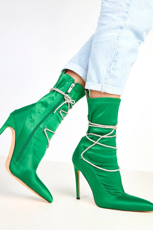 Tolnai botins verdes de cetim com...