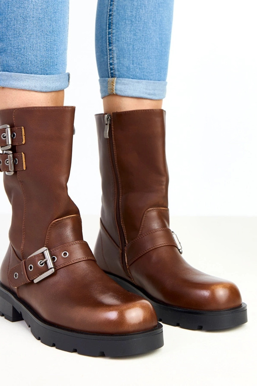 Shalay botins marrons com plataforma...