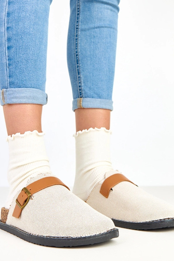 Chinelas marrons em plataforma de cortiça com fivela Polly