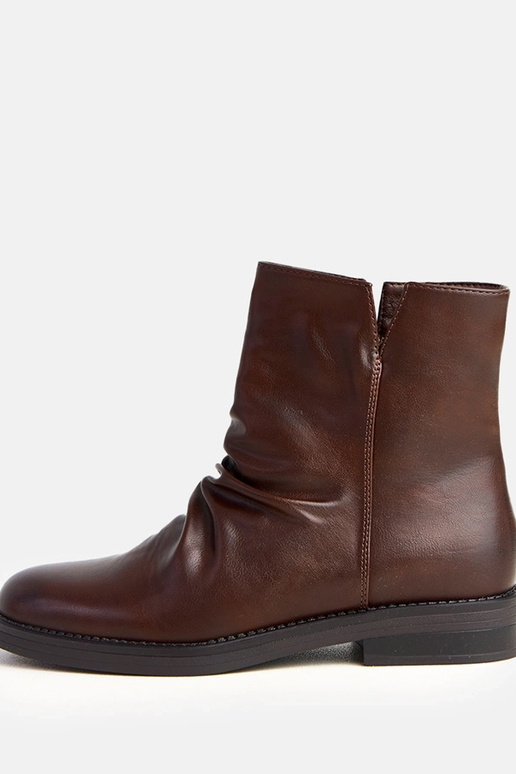 Botins marrons femininos com pregas...