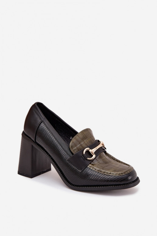 sapato Feminino com salto com uma impressão I cor douradam Detalem verde-cor preta Novella sapato Feminino com salto com uma impressão I cor douradam Detalem verde-cor preta Novella