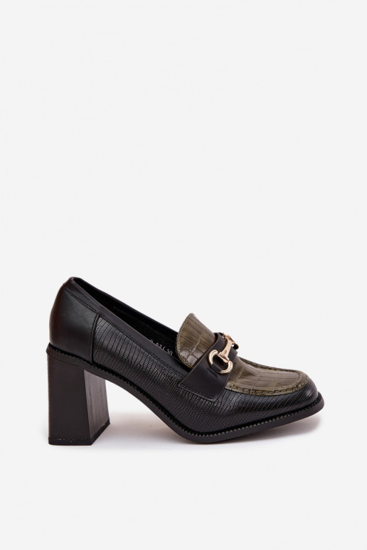 sapato Feminino com salto com uma impressão I cor douradam Detalem verde-cor preta Novella sapato Feminino com salto com uma impressão I cor douradam Detalem verde-cor preta Novella