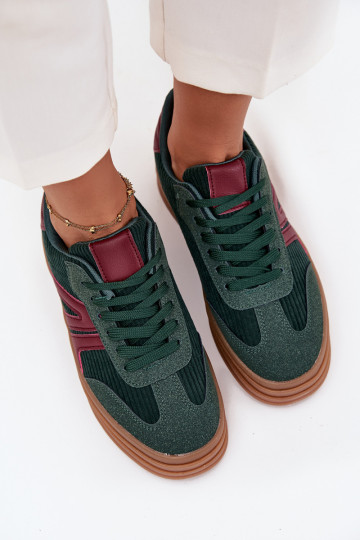Veludo À modalo de tênis Feminino com uma plataforma cor verde Skye