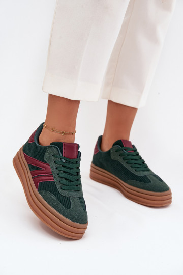 Veludo À modalo de tênis Feminino com uma plataforma cor verde Skye 2