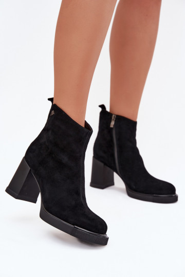 Botas femininas de camurça, cor preta, Vinceza 91142 2
