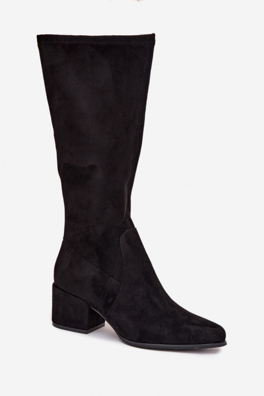 botas femininas De salto baixo de camurça ecológicaoParae Sergio Leone KZ212 cor preta botas femininas De salto baixo de camurça ecológicaoParae Sergio Leone KZ212 cor preta