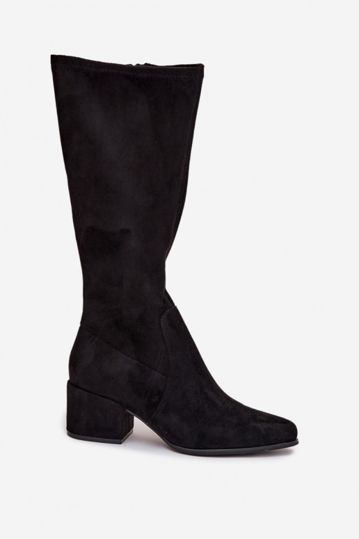 botas femininas De salto baixo de camurça ecológicaoParae Sergio Leone KZ212 cor preta botas femininas De salto baixo de camurça ecológicaoParae Sergio Leone KZ212 cor preta