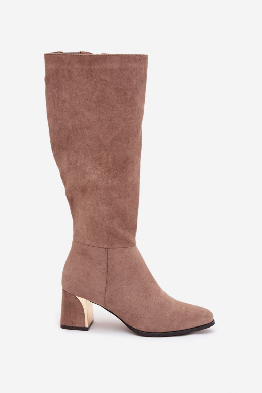 botas femininas com salto Ze cor douradam Elemento bege Nivarae