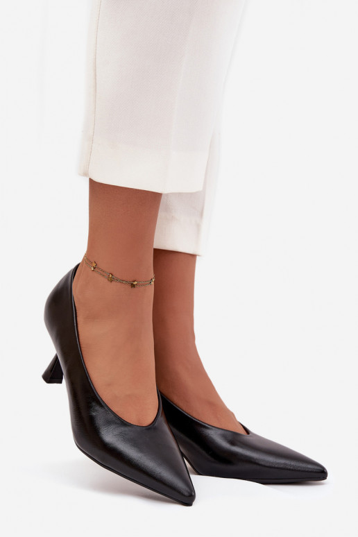 com efeito verniz Sapato com salto fino cor preta Gavrielle com efeito verniz Sapato com salto fino cor preta Gavrielle