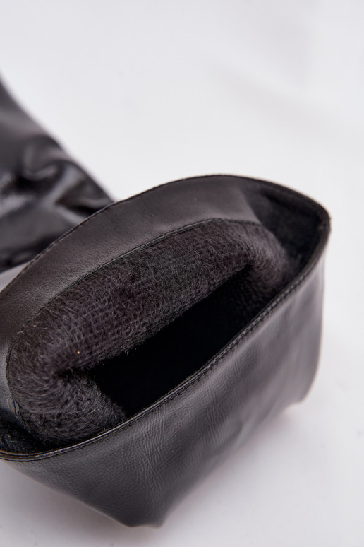 com efeito verniz botas femininas De salto baixo cor preta Mireva com efeito verniz botas femininas De salto baixo cor preta Mireva