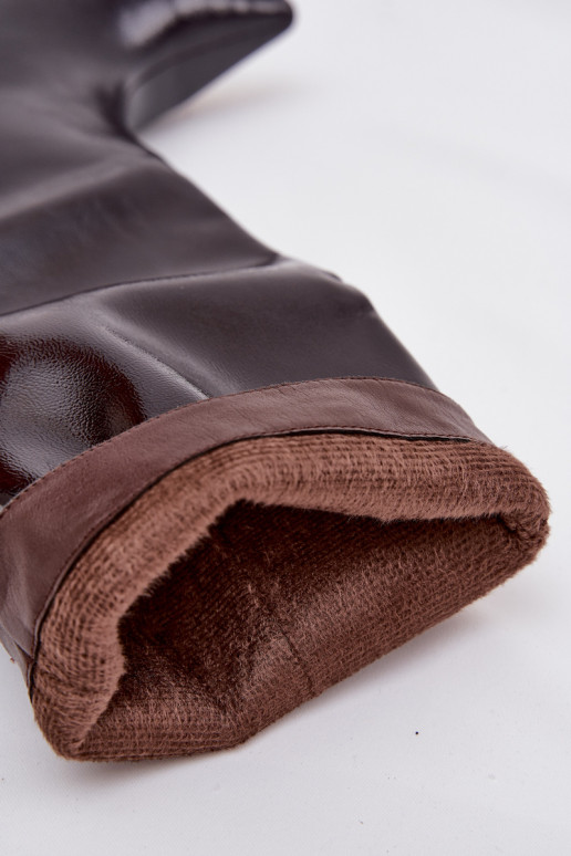 com efeito verniz botas femininas De salto baixo Borgonha Mireva com efeito verniz botas femininas De salto baixo Borgonha Mireva