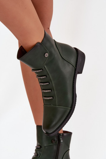 aquecimento Botas femininas com salto largo cor verde Labise