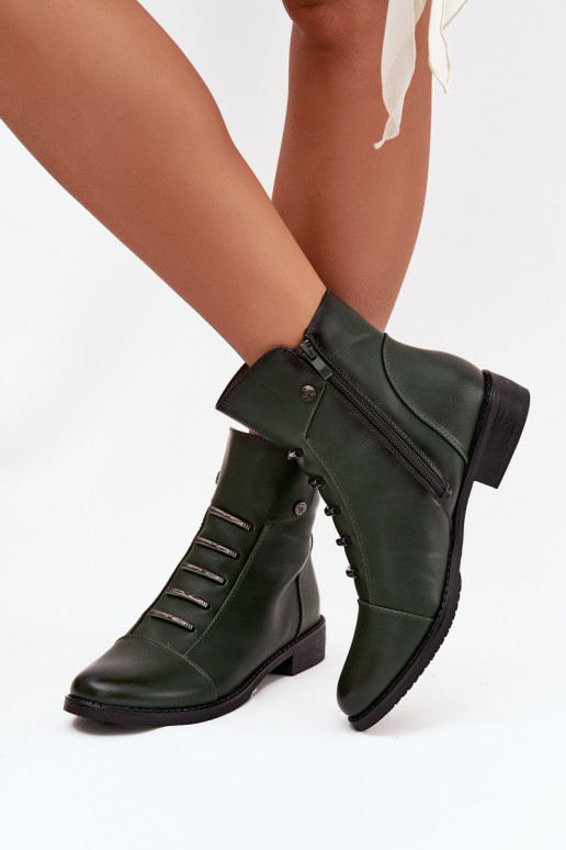 aquecimento Botas femininas com salto largo cor verde Labise aquecimento Botas femininas com salto largo cor verde Labise