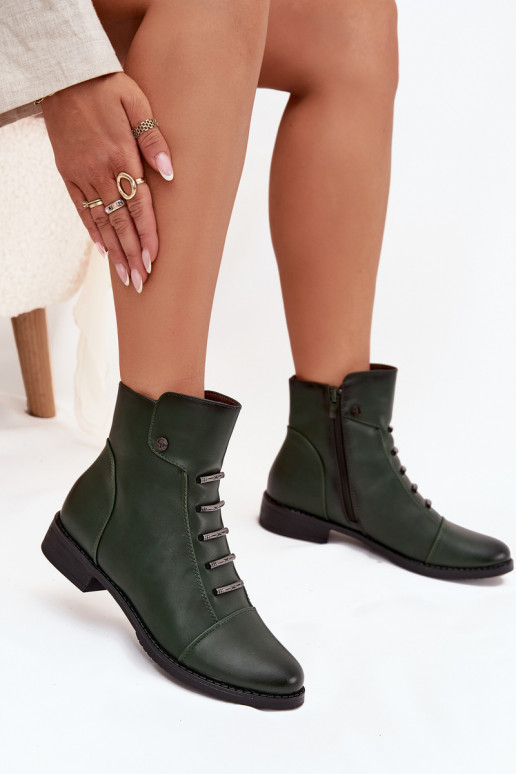 aquecimento Botas femininas com salto largo cor verde Labise aquecimento Botas femininas com salto largo cor verde Labise