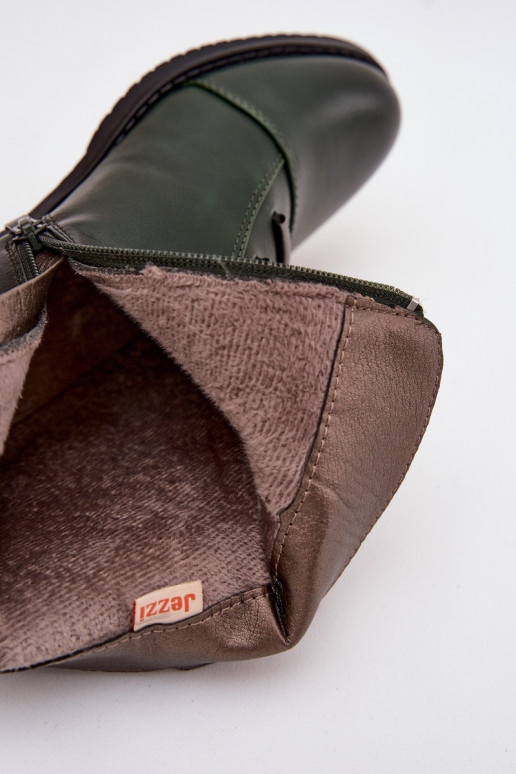 aquecimento Botas femininas com salto largo cor verde Labise aquecimento Botas femininas com salto largo cor verde Labise