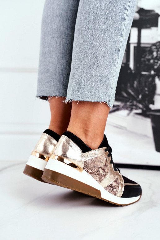 Sapatos modelo de tênis de couro cor dourada Nicole 2465 Sapatos modelo de tênis de couro cor dourada Nicole 2465